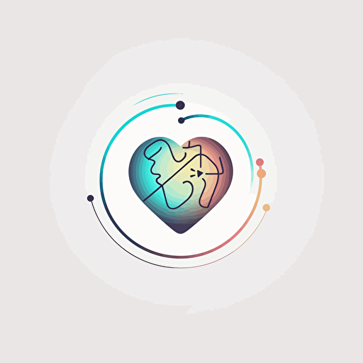 minimalistic clean, heart shaped earth logo with a heart sensor line through the middle, vector, colorful