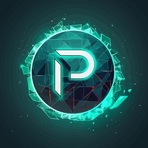 vector logo, Greek stone, letter P, underlying electricity effect, portions of the stone breaking through with circuit boards inside the stone.