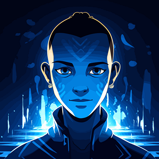 Sokka from Avatar: The Last Airbender as a youtube channel icon, dramatic lighting, vector, smirk, water tribe