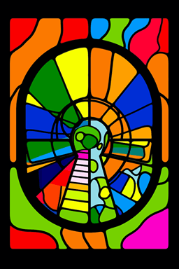 Art nouveau, bauhaus, a gorgeous crazy rainbow maze pop art, vector illustration