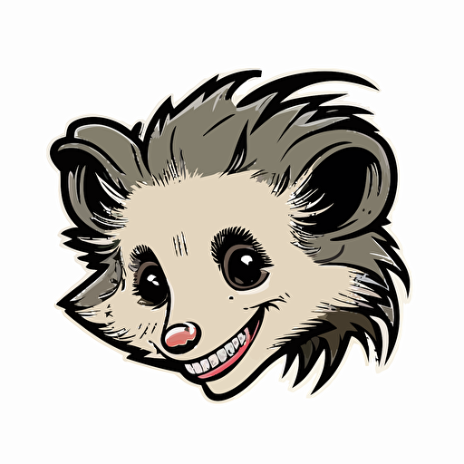 cartoon opossum head smiling rescued transparent background vector