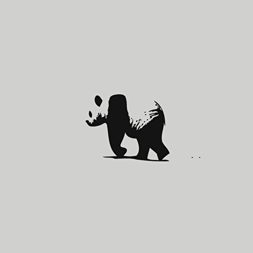 a panda walking away black and white minimal vector illustration