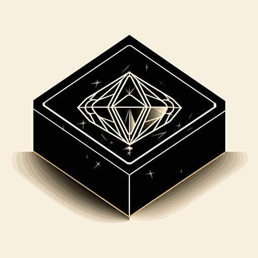a lminimal vector ogo design for a jewllery company, using a box with diamonds inside , white background