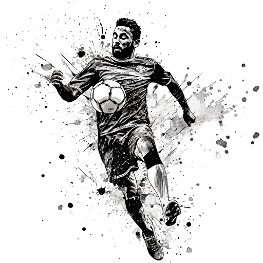 soccer drawing style, black and white vector