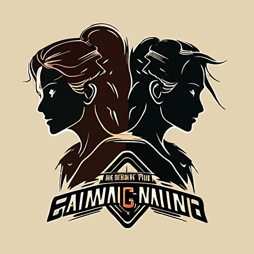 simple logo for a gaming tournament where a male and female creator go head to head in a gaming challenge, vector