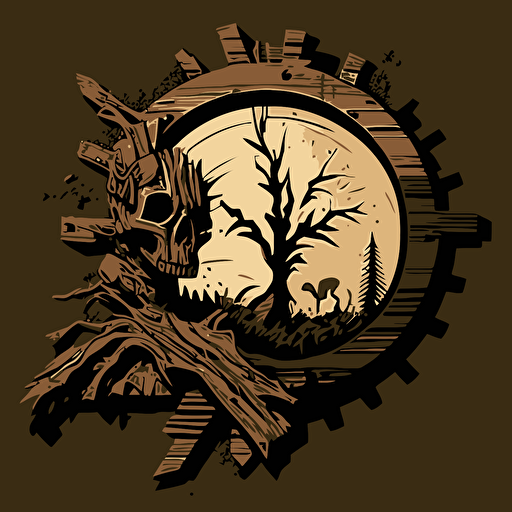 Post apocalyptic made of wood and iron, simple image, vector, icon