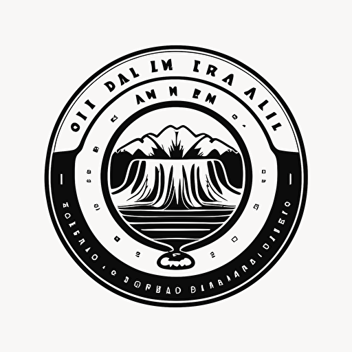 clean, minimalist, emblem for a water dam, black and white, vector logo