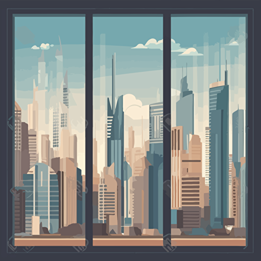 dubai skyscrapers cartoon office window view illustrated vector