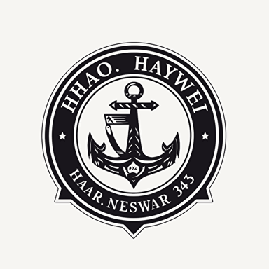 a modern, minimalist logo for a luxurious, yachts company brand named "hawaii and anchor" with an anchor, black on white background, vector, ai, very simple,