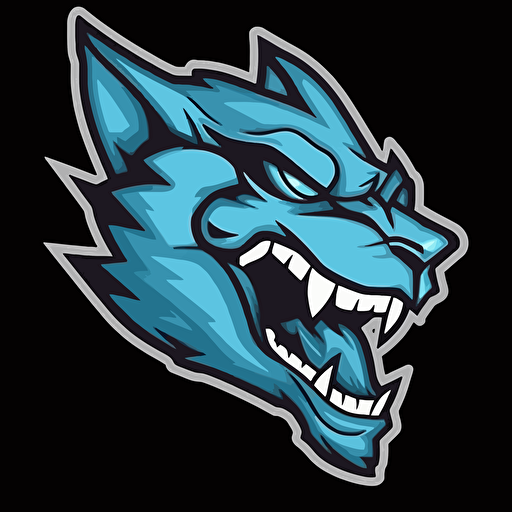 a vector sports logo for team name “The wolf Sharks”. Make it a shark with fur, wolf ears, wolf nose and wolf teeth : wolf : Sharks :