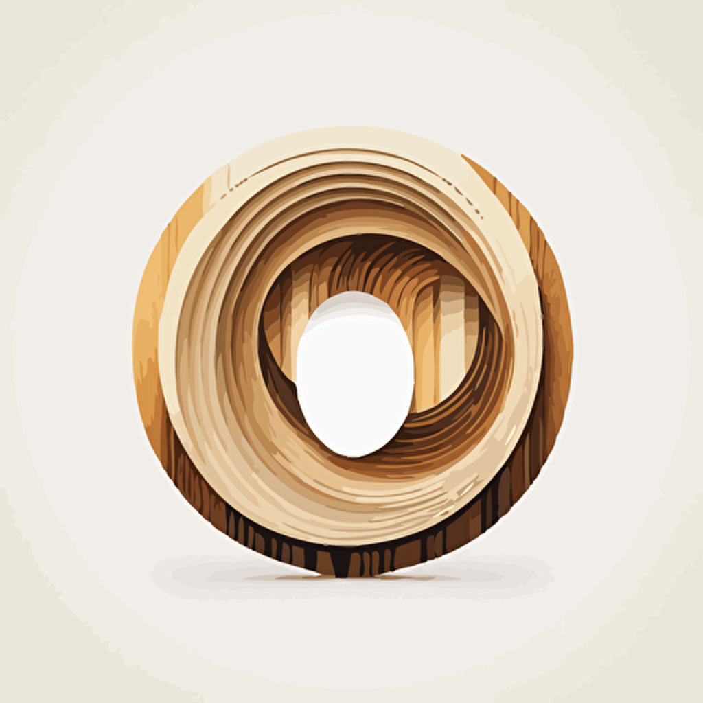 circular logo, woody structure, vector, simple, modern, minimalist, white space, white background