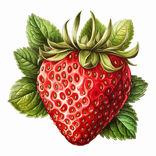 strawberry, vector,white background, sticker, detailed