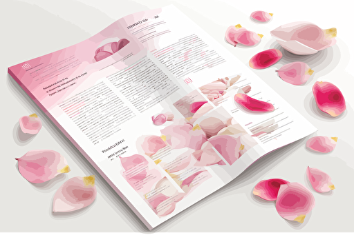 a vectorized sales sheet design layout, full resolution, pink white, pink rose petals, illustrator