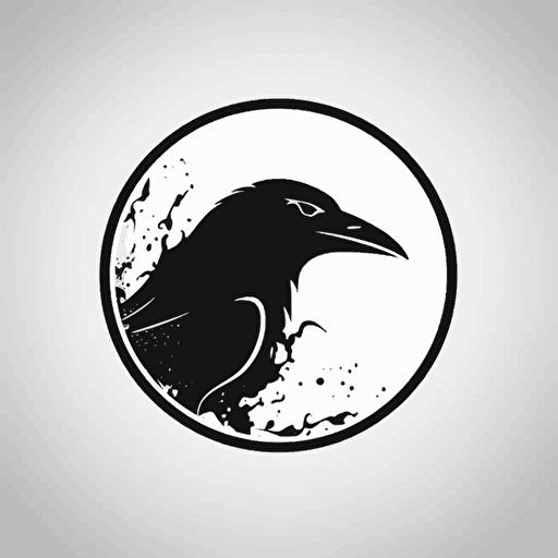 logo vector minimalistic raven cawing circle
