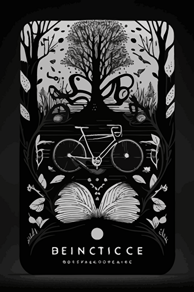 A Bicylce Brand style card back, black and white. The card back should have a unique design, with elements of fluidity and movement, Flat with no shadow, no script, horizontal symmetry, while still maintaining a cohesive and symmetrical look and feel throughout the deck. The overall design should evoke a sense of nature and the outdoors, tranquility, The final product should be high-quality, vector artwork, suitable for printing on the backs of standard playing cards.