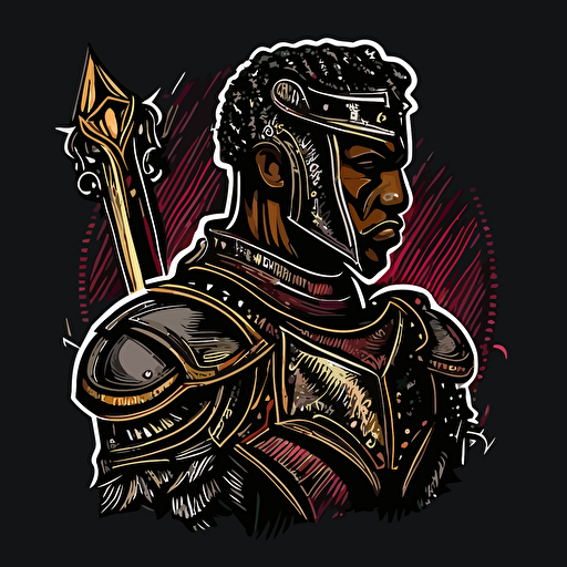 black man knight doodle vector ilustration