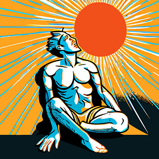 figure basking in the sun. illustrative. esoteric. vector.
