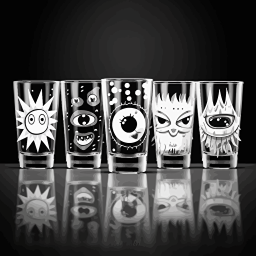blackk and white funny vector design illustrotion for shot glasses v5.1