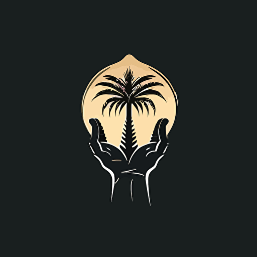 vector logo palm in hand , minimalistic