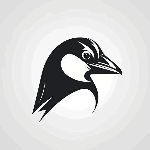 vector single penguin HEAD logo design ,flat design,black color, white background