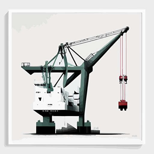 portal crane, white background, vector, minimalism, sea container