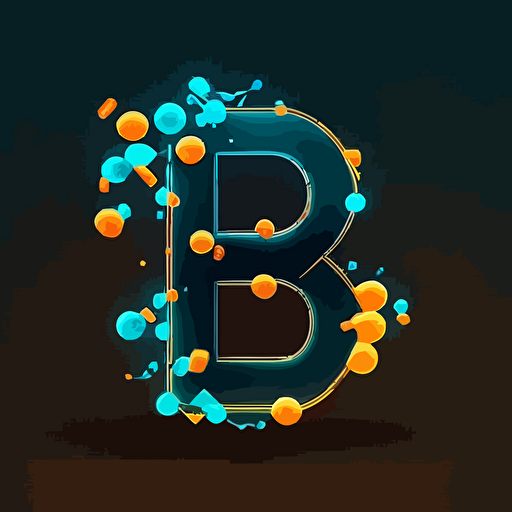 a simple vector logo in 2D of the letter B inclusiones blockchain elementos