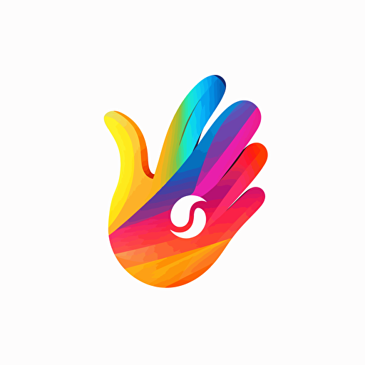 vector logo, quite sign, female hand, colorful