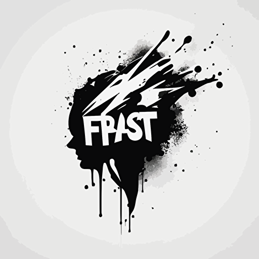 flat design logo, spray paint, vector, black and white, minimal