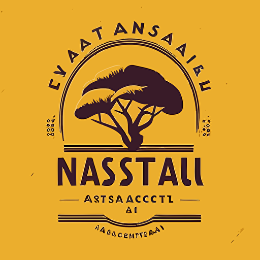 a simple minimalistic flat vector design text for a clothing brand that says ancestral roots in African fonts yellow background