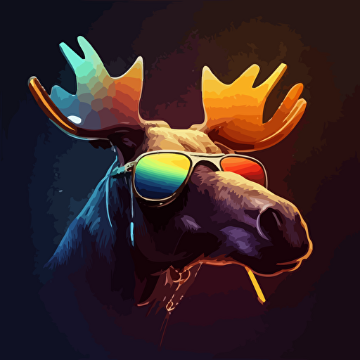 space moose wearing sunglasses vector logo
