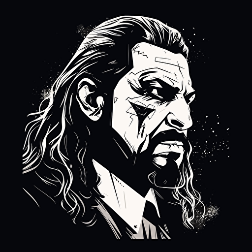 wwe mankind attitude era, illustration, white on black, vector, illustrated, poster, 2:3