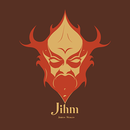logo, djinn, by ghibli, vectorial, red orange color, adobe illustrator, no text, minimalist