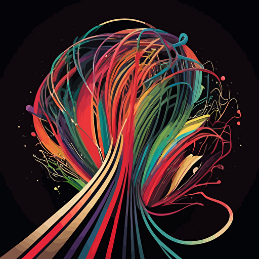 vector art, colorful, strands fo colorful wires, multiverse