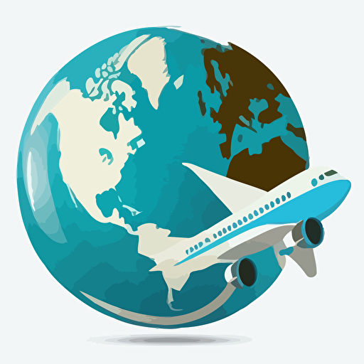 globe with airline flat vector logo
