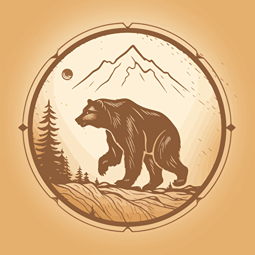 vector logo with a bear walking