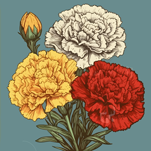 vector illustration of King Charles of England carnations in vivid colors