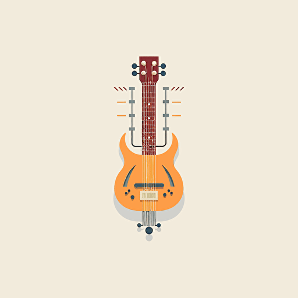 minimal line logo of guitar headstock , vector, flat, dribble, behance, pinterest, award winner, letter "F"