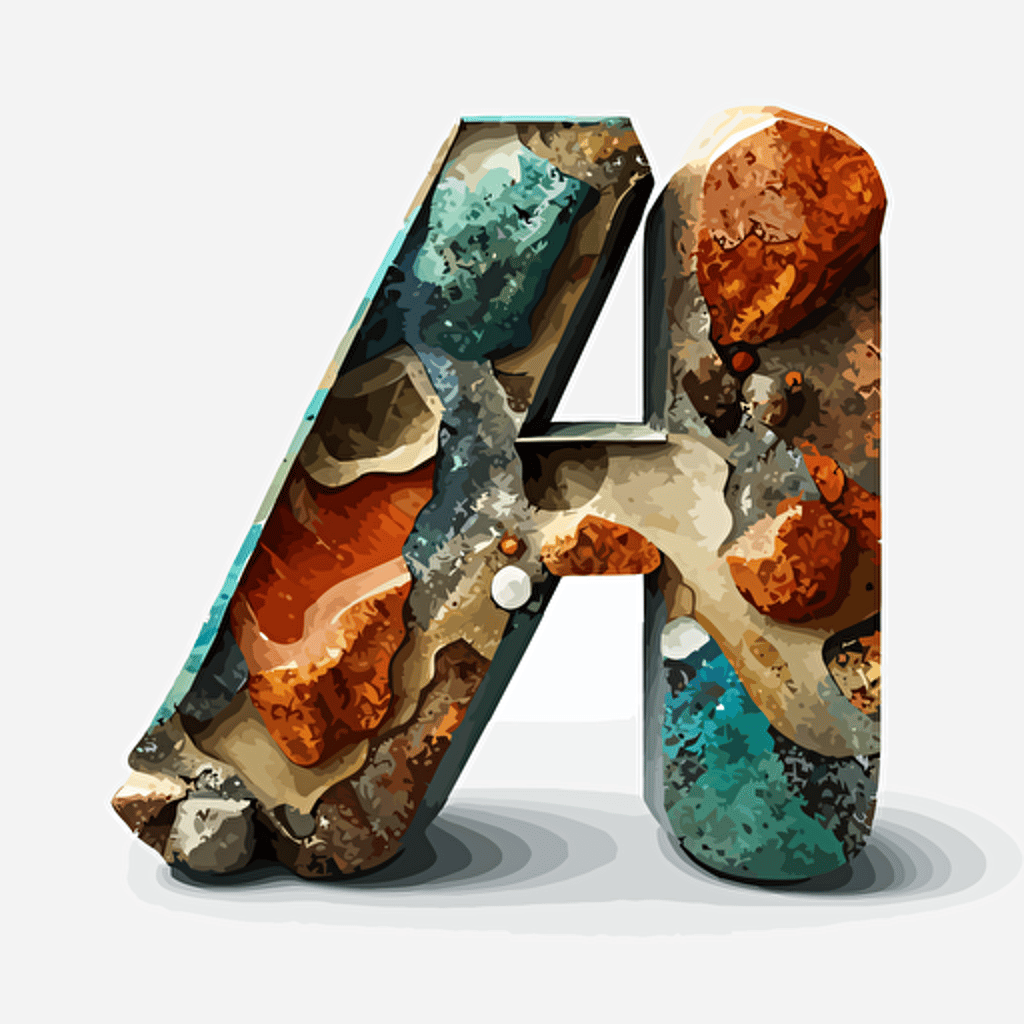 The letter M made from metamorphic rocks, colorful vector
