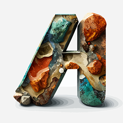 The letter M made from metamorphic rocks, colorful vector