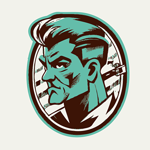barber head vector,comic style, white background