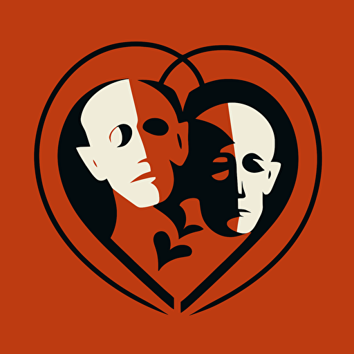 a flat vector logo, alternative music two hearted, minimal, by Pablo Picasso