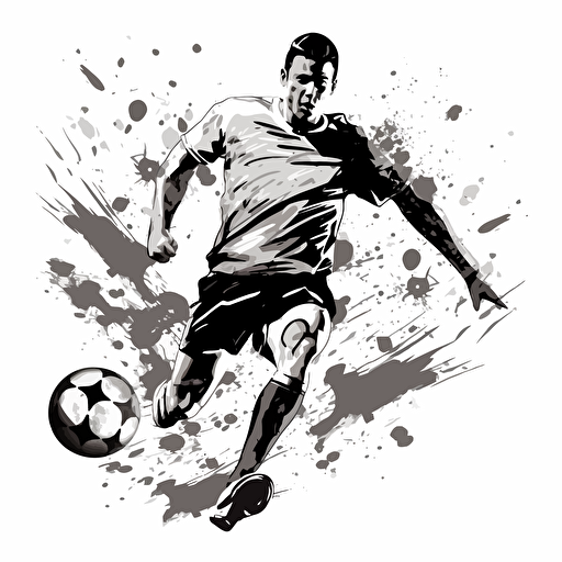 soccer vector style, drawing, black and white