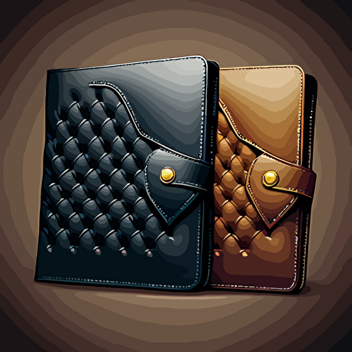 illustration of leather business portfolio. vector, moody, contrasting shadows.
