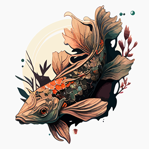 fish koi fan art , vector art , digital art , neotraditional