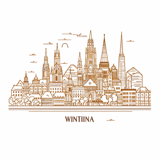 vector simple line cityscape of Vienna skyline with modern buildings isolated on white background vector illustration. Vienna cityscape with landmarks. V5.1