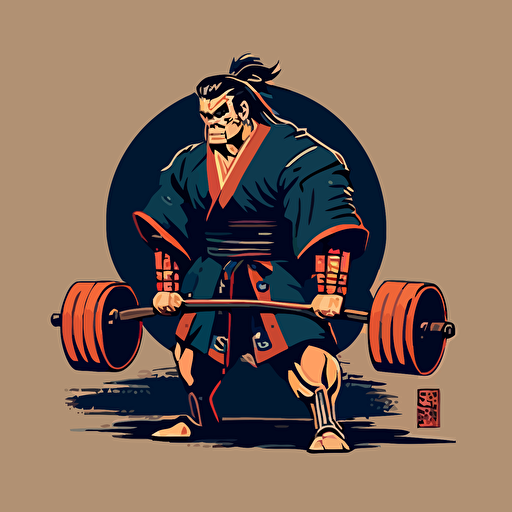 vector art of samurai doing deadlift