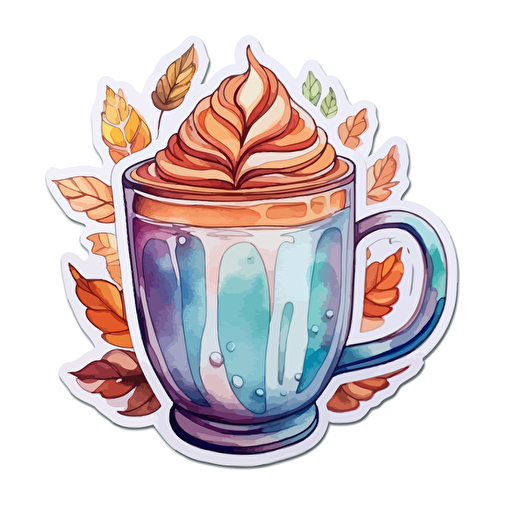 watercolor vector illustration boho latte art sticker white background