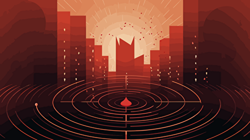 vector illustration of many paths to a goal.