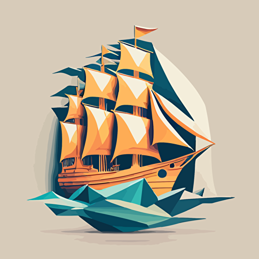 a geometrical vectorial logo of a sailor ship