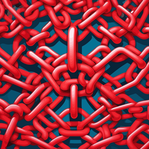 large chains crossing to form an X formation, vector illustration, simple